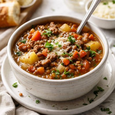 Image of Country Hamburger Lentil Soup Crock Pot