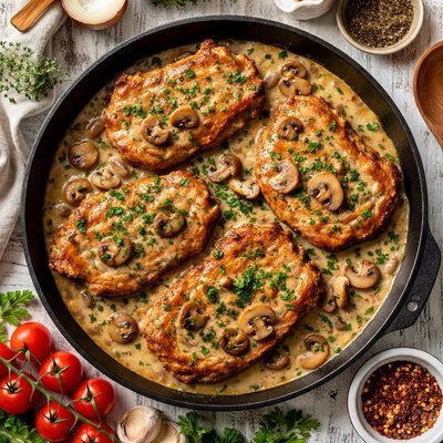 Image of Country Pork Chops with Mushroom Gravy