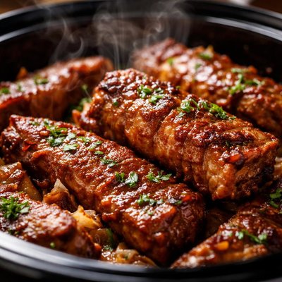 Image of Country Style Pork Ribs in a Crock Pot