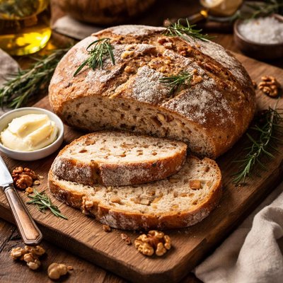 Image of Country Style Walnut and Rosemary Bread