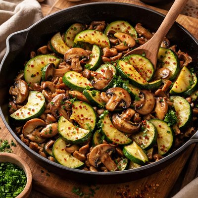 Image of Courgette and Mushroom Stir Fry