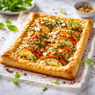 Image of Courgette Carrot and Red Pepper Tart