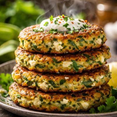 Image of Courgette Zucchini Feta Fritters