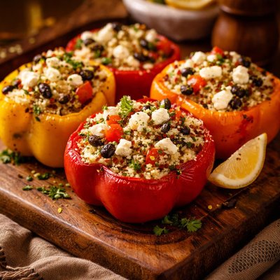 Image of Couscous and Feta Stuffed Bell Peppers
