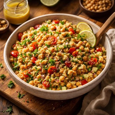 Image of Couscous Chickpea Salad with Ginger Lime Dressing