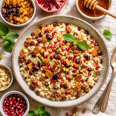 Image of Couscous Dried Fruit and Honey Pudding