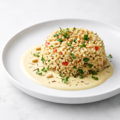Image of Couscous Pilaf with Saffron Cream