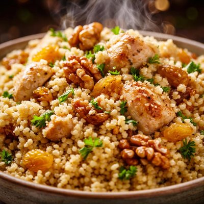 Image of Couscous with Chicken Walnuts Golden Raisins