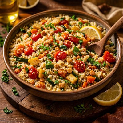 Image of Couscous with Colorful Vegetables