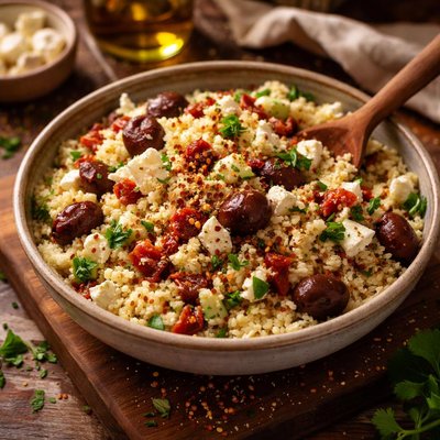 Image of Couscous with Feta Sun Dried Tomatoes and Kalamata Olives