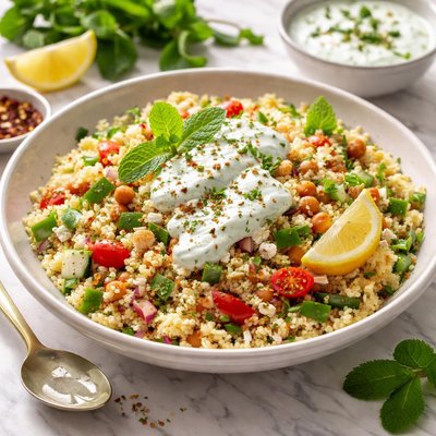 Image of Couscous with Mint Yogurt Sauce