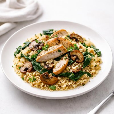 Image of Couscous with Mushrooms Spinach and Chicken