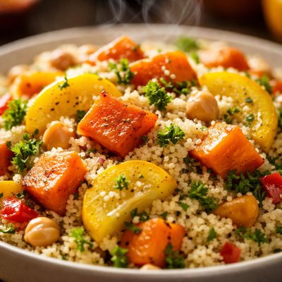 Image of Couscous with Sweet Potatoes and Yellow Squash