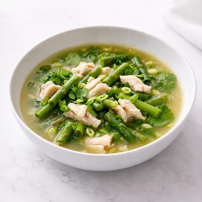 Image of Crab and Asparagus Soup with Green Onions and Cilantro