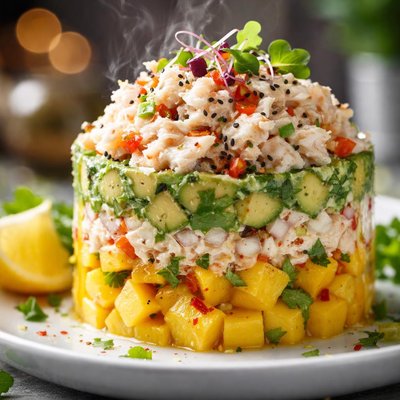 Image of Crab Avocado Mango Stack