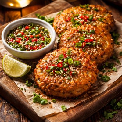 Image of Crab Cakes with an Asian Vinaigrette