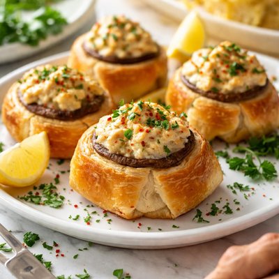 Image of Crab Stuffed Mushrooms En Croute