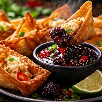 Image of Crab Wontons with Szechuan Blackberry Sauce