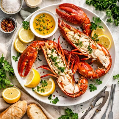 Image of Cracked Lobster with Drawn Butter and Lemon