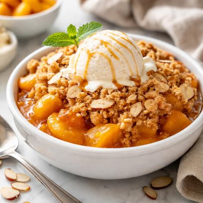 Image of Cracker Barrel Peach Cobbler with Almond Crumble Topping