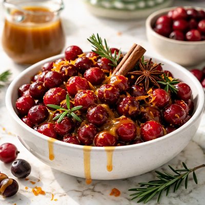 Image of Cranberries with Caramel Sauce