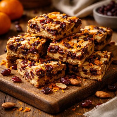 Image of Cranberry Almond Chocolate Bars with Tangerine Zest