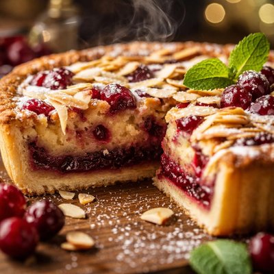 Image of Cranberry and Almond Bakewell Tart English Classic with a Twist