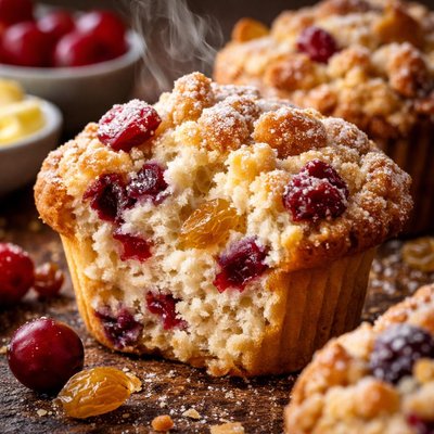 Image of Cranberry and Golden Raisin Cream Muffins