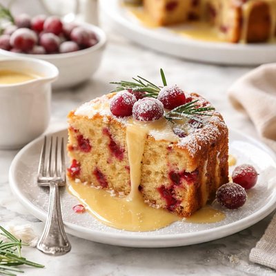 Image of Cranberry Cake with Hot Butter Sauce