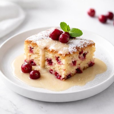 Image of Cranberry Dessert Cake with Butter Sauce