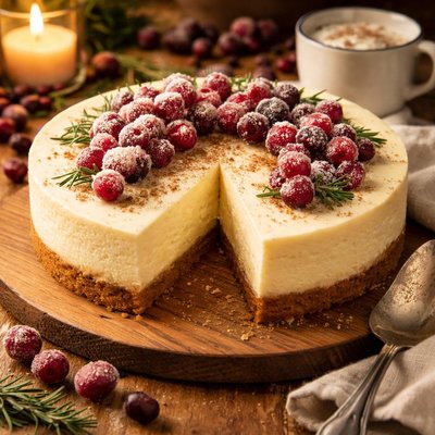 Image of Cranberry Eggnog Cheesecake