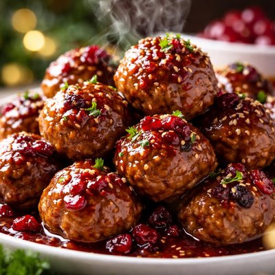 Image of Cranberry Ginger Garlic Party Meatballs