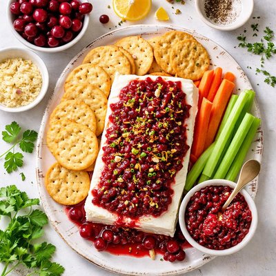 Image of Cranberry Horseradish Sauce Over Cream Cheese