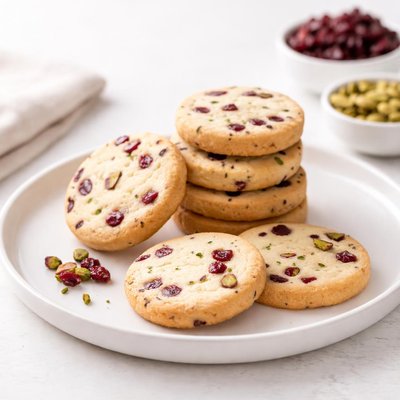 Image of Cranberry Pistachio Shortbread Cookies the Dancing Deer Bakery