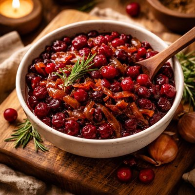 Image of Cranberry Sauce with Caramelized Onions