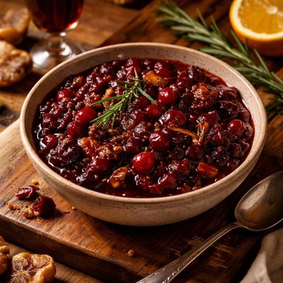 Image of Cranberry Sauce with Port Rosemary and Dried Figs