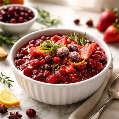 Image of Cranberry Strawberry Sauce Thanksgiving Christmas