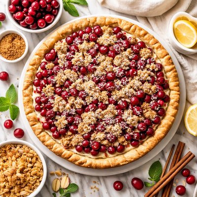 Image of Cranberry Streusel Topped Cream Cheese Pie