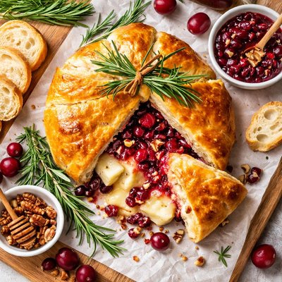 Image of Cranberry Stuffed Brie in Crust