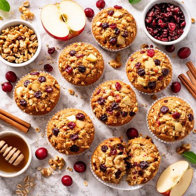 Image of Cranberry Walnut Apple Muffins