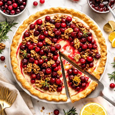 Image of Cranberry Walnut Cheesecake Pie