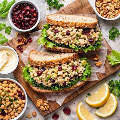 Image of Cranberry Walnut Chickpea Salad Sandwich