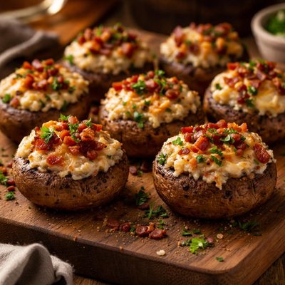 Image of Cream Cheese and Bacon Stuffed Mushrooms