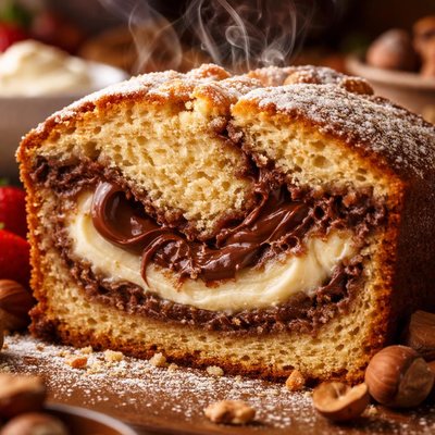 Image of Cream Cheese and Nutella Filled Pound Cake