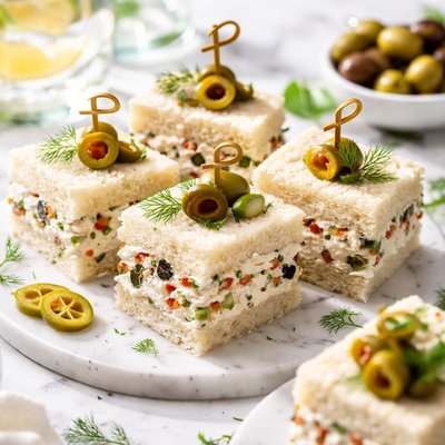 Image of Cream Cheese and Olive Party Sandwiches