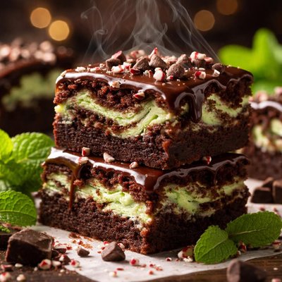 Image of Cream Cheese Mint Swirl Brownies with Chocolate Glaze