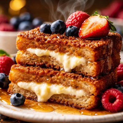 Image of Cream Cheese Stuffed Cinnamon Toast with Fruit