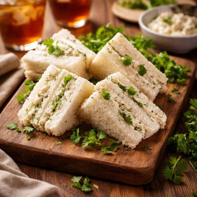 Image of Cream Cheese Tea Sandwiches with Salad Burnet
