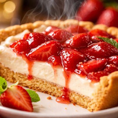 Image of Cream Cheese Topped Strawberry Pie