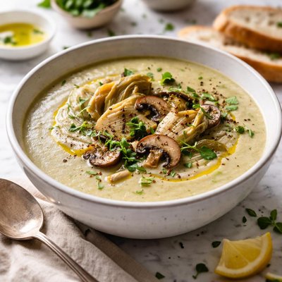 Image of Cream of Artichoke and Mushroom Soup